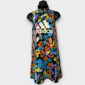 Adidas Womens Quarter Zip Mock Neck Colorful Graphic Sleeveless Dress Size XS
